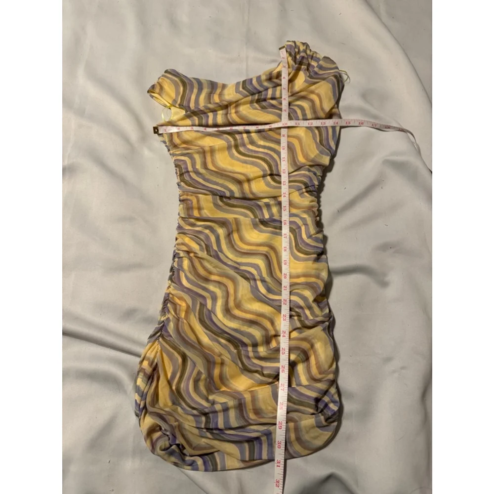 Zara mesh abstract, mini dress Asymmetrical off the Shoulders Zigzag New Size S